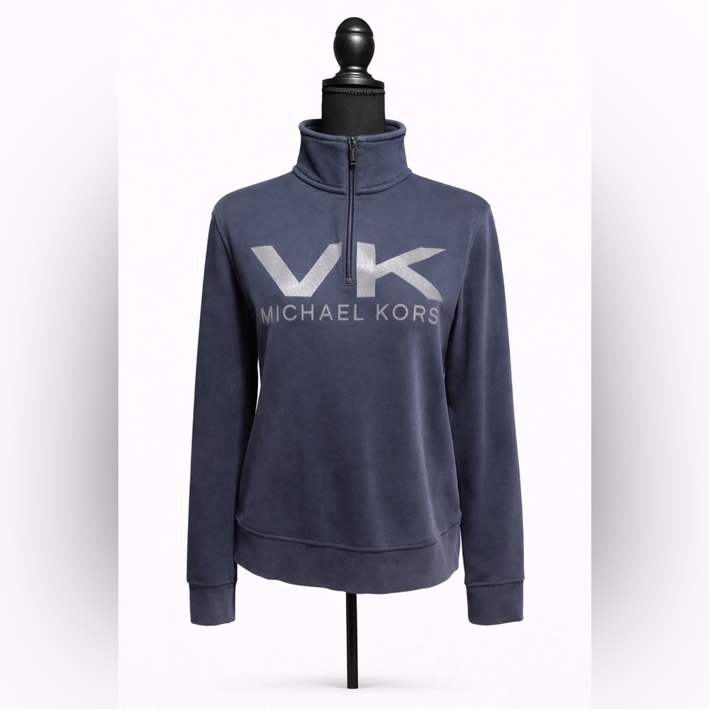 Michael Kors Navy Blue MK Quarter-Zip Pullover – Size Small